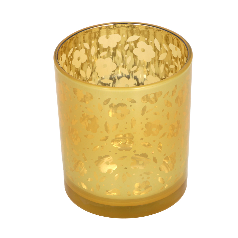 Подсвечник стеклянный, 8,8x8,8x10 см, цвет желтый