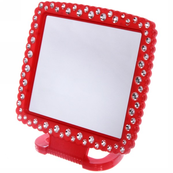 Зеркало настольное в пластиковой оправе "Белые выемки" прямоугольник, подвесное 20*16,5см 