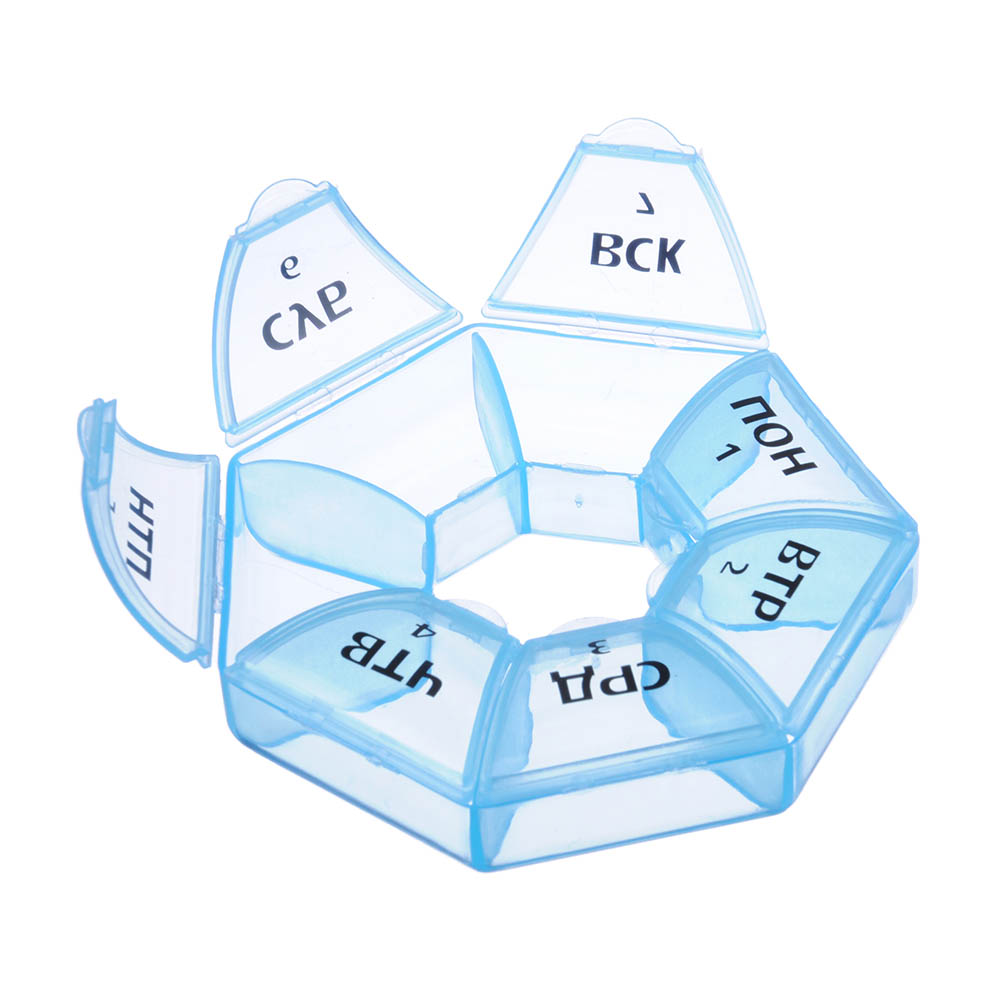 Бокс для таблеток VETTA, пластик, "Неделька" 8,5см, 3 цвета