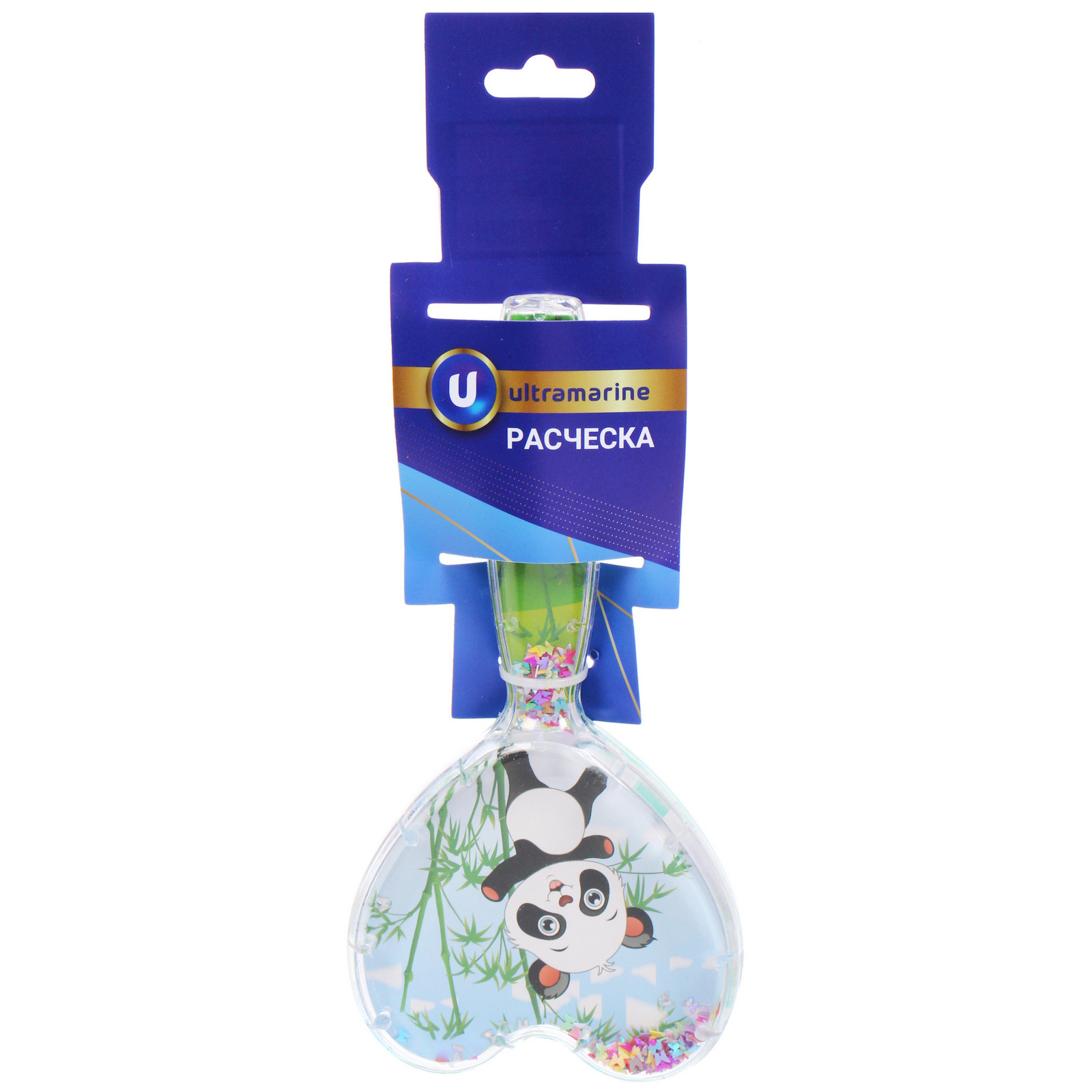Расческа массажная детская "ФРАТТИ БУМ", панда Космо, форма сердце, 17,5*8см (блистер Ультрамарин)
