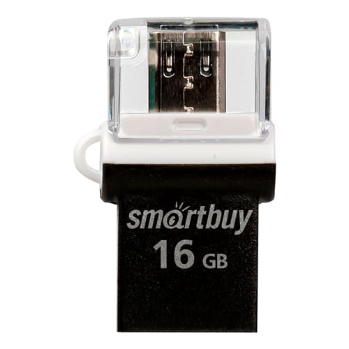 Флеш-накопитель UFD 2.0 Smartbuy 016GB OTG POKO series Black, SB16GBPO-K