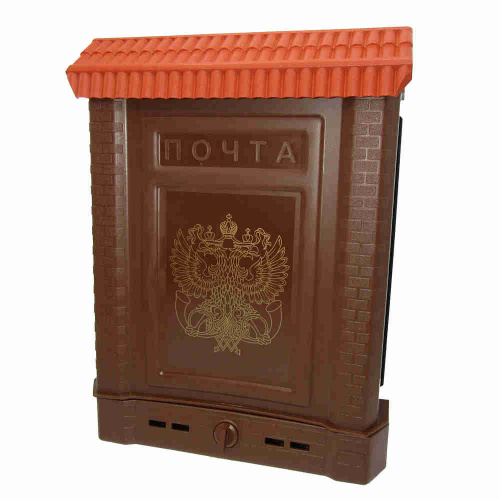 Ящик почтовый Премиум внутренний с накладкой пластмас. , коричневый с орлом, 1/10