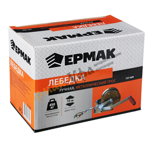Лебедка ручная TRT 1101C, металл трос, 450кг, длина троса 10м, 1/6
