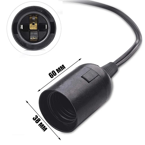 Патрон Е27 на шнуре Орбита OT-ELS11, 1.8 м, черный