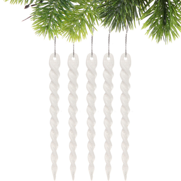 Подвеска "Волшебная сосулька" 13 см (набор 6 шт), Белый