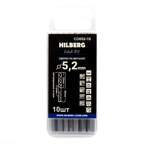 Сверло по металлу Cobalt 5% TOP5.2*86(52) мм, 10 шт