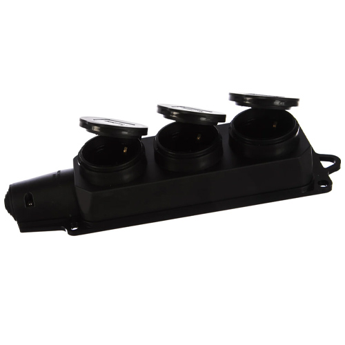 Розетка 3-местн с защитными крышками каучуковая 230В, 2P+PE, 16A, IP44 Smartbuy (SBE-16-3-00-R) (1/40)