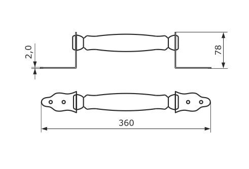 Домарт  мод.2 серый металлик  Ручка-скоба декоративная (10)