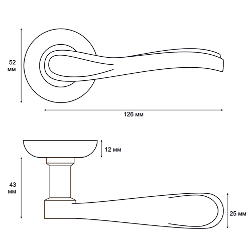 Ручка раздельная Trodos "AL-59", никель хром