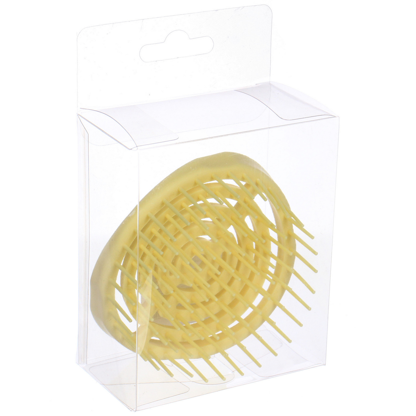 Расческа массажная компактная "Сosmo style", цвет желтый, 8см, форма круг, в пластиковой коробке