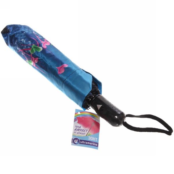 Зонт женский полуавтомат "Ultramarine - Венера", микс 6 цветов, 8 спиц, d-100см, длина в слож. виде 28см, голубые цветы