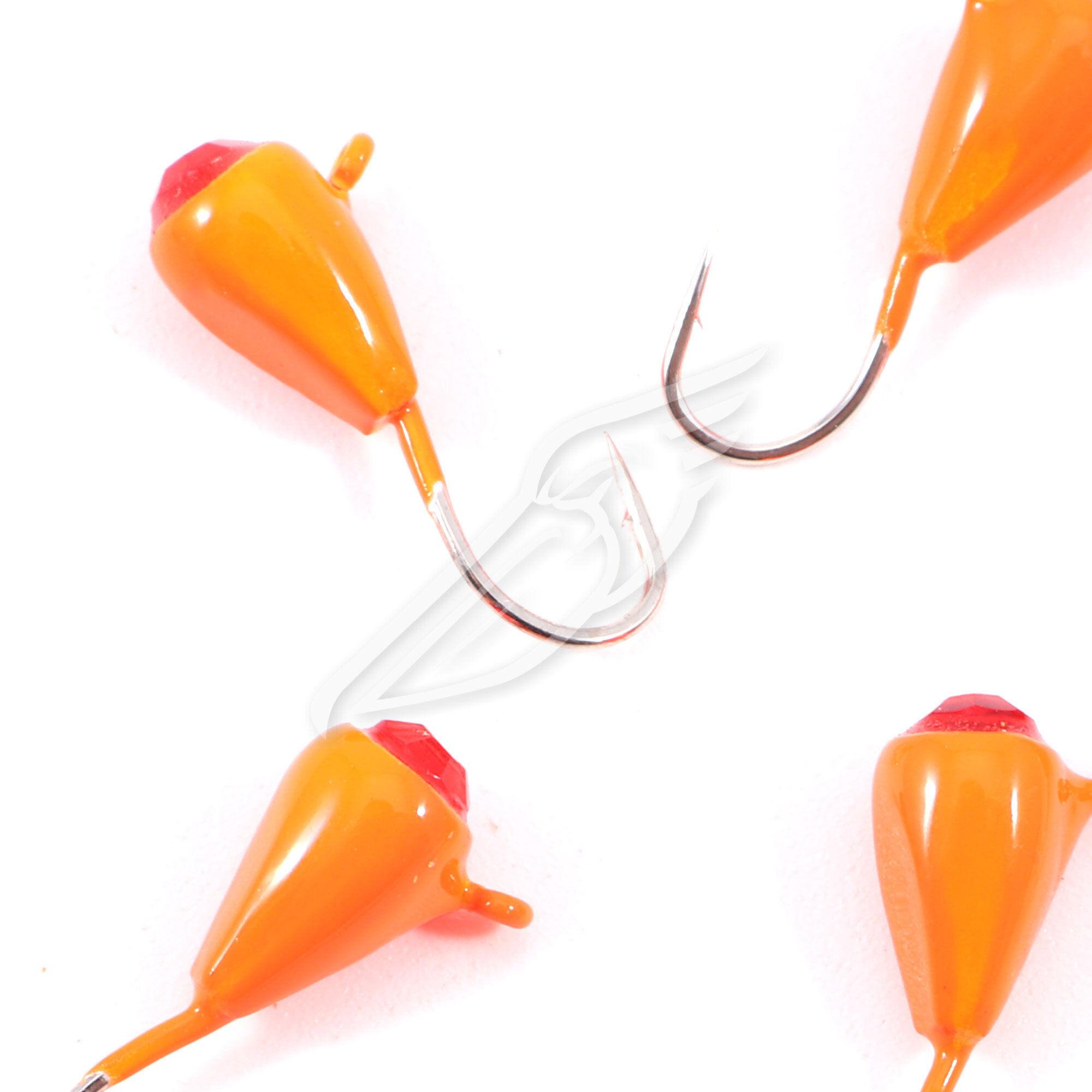 Мормышка вольф"ЯМАН"Капля с ушк. + кр. камень, р.4, вес 1 г, цв.оранж.(уп.5 шт.)