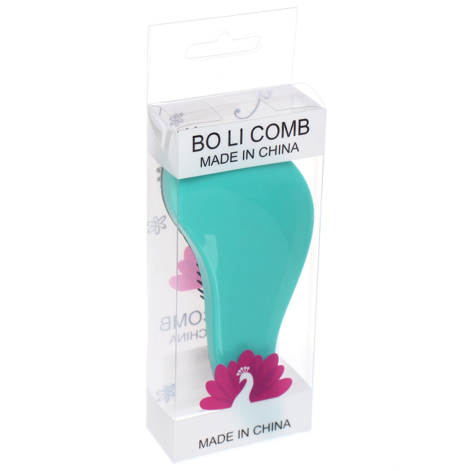 Расческа массажная "Компактная-капля", цвет мятный, в коробке, 15см