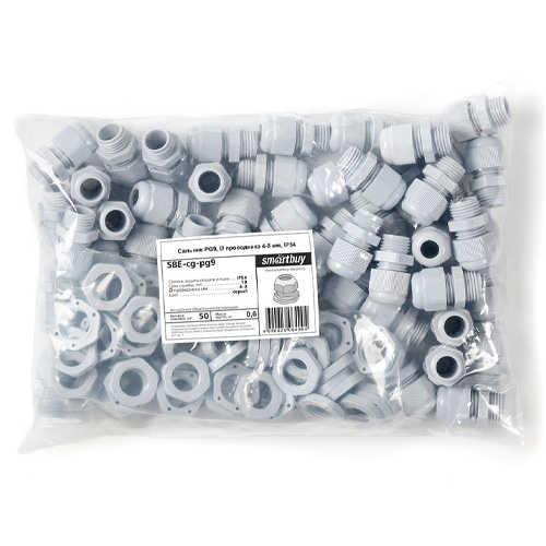 Сальник PG9, ∅ проводника 4-8мм, IP54, Smartbuy