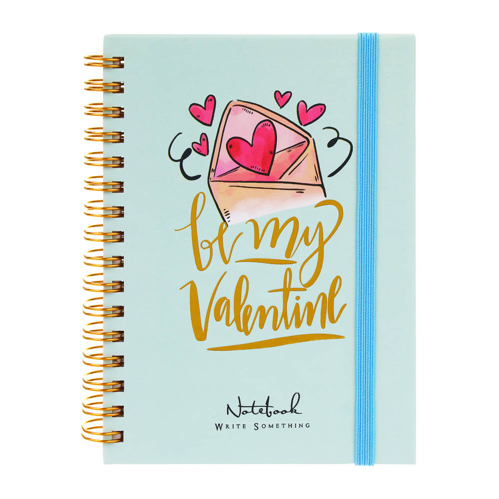 Записная книжка на спирали, на резинке, 10,5x15см, А6, 96 л., 4 дизайна, Сердца