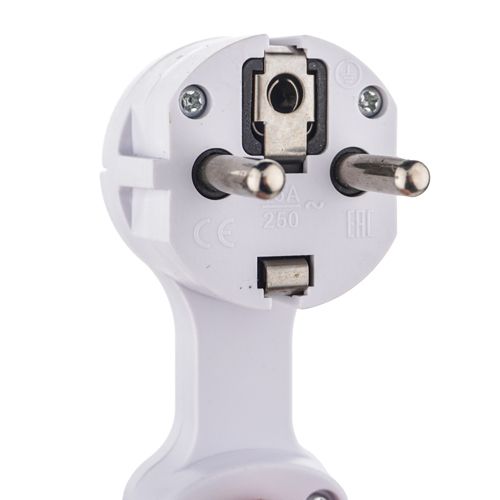 Вилка-неведимка за шкаф 16А плоская, белая, 1/