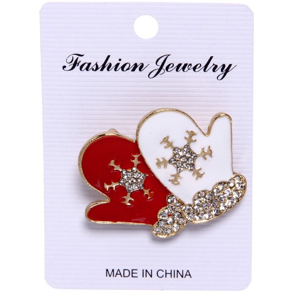 Брошь "Новогодняя Коллекция- Чудесные варежки" 3*4,5 см