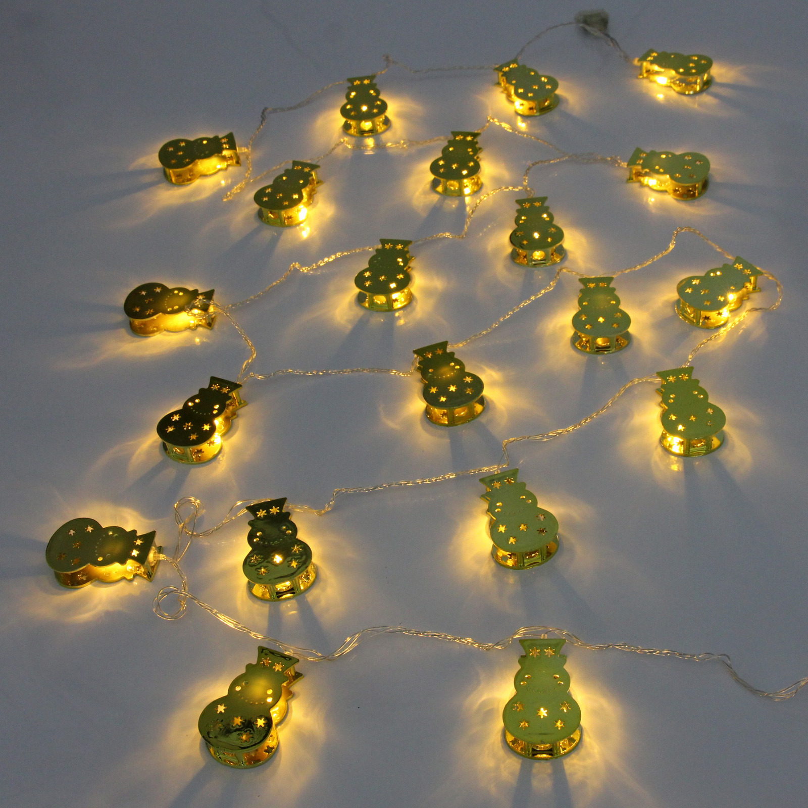 Гирлянда для дома "Золотой снеговик" 4м 20 ламп LED, 3,7*6 см прозр.пров.,1 реж, IP-20, Теплый белый (возможность соединения)