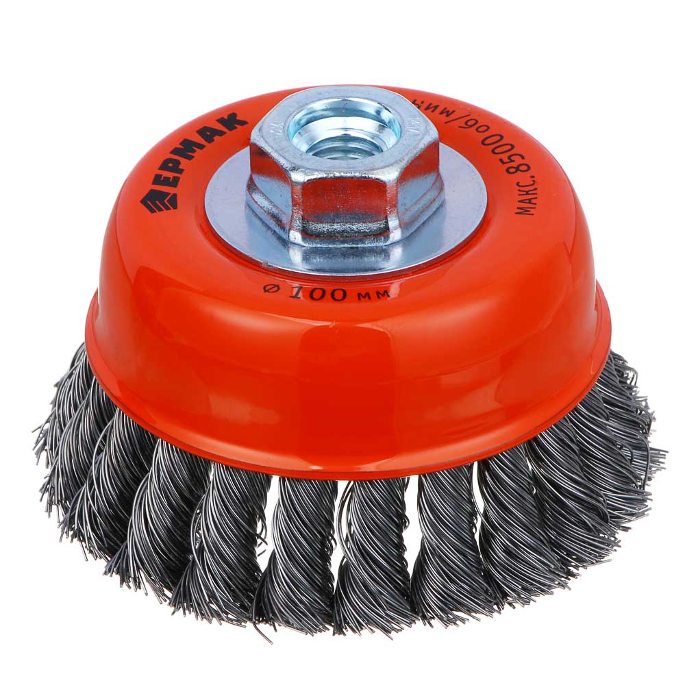 ЕРМАК PROFI Щетка чашечная для УШМ, плетеные пучки стальной проволоки 0,5мм, 100ммхМ14