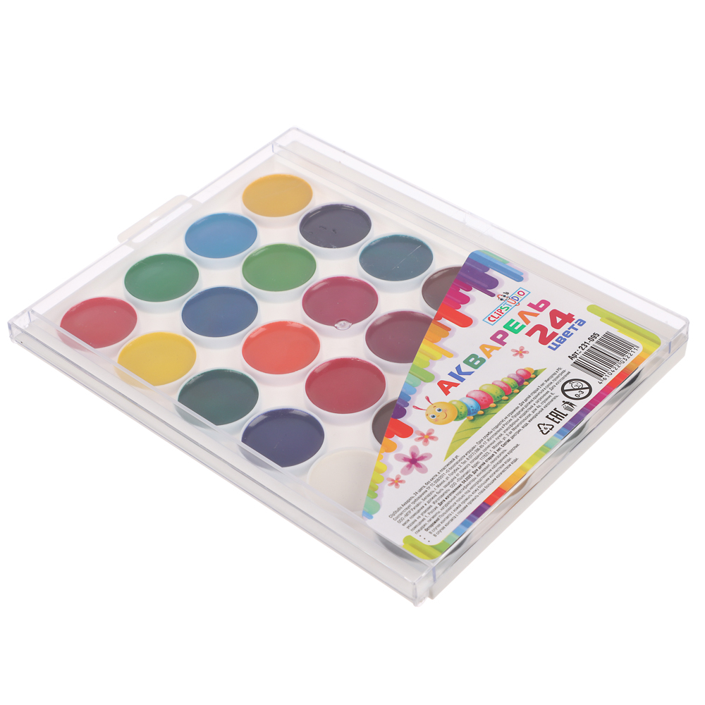 ClipStudio Акварель 24 цвета, без кисти, в пластиковой упаковке с европодвесом
