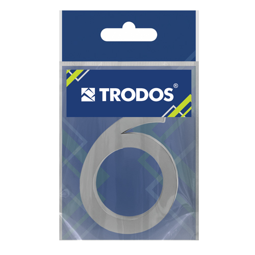 Цифра дверная Trodos "6" модерн, хром