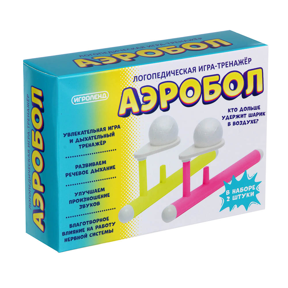 Логопедическая игра тренажер "Аэробол" ИГРОЛЕНД, PP, пенопласт, 14х10х4см, 4 цвета