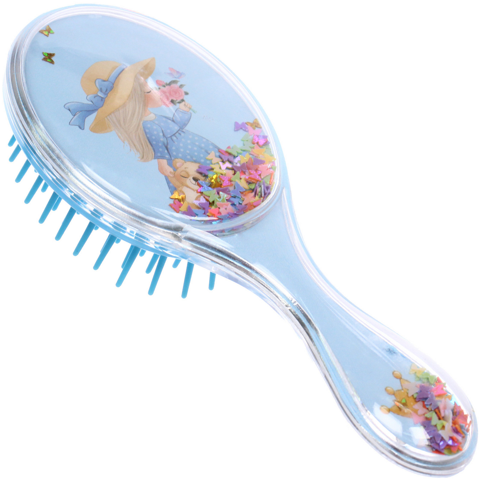 Расческа массажная детская "ФРАТТИ БУМ", малышка Натали, форма овал, 13*6см (блистер Ультрамарин)