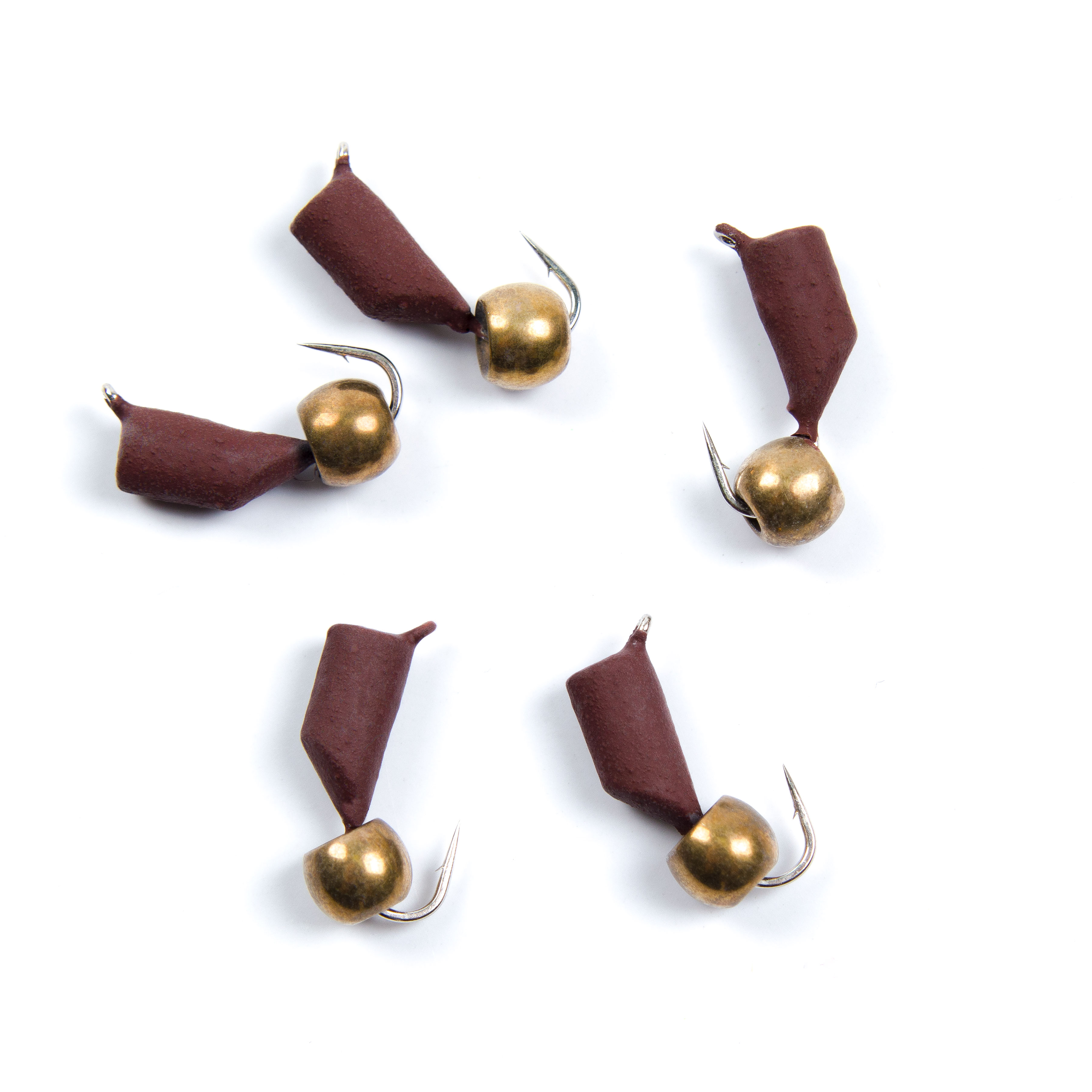 Мормышка безнасад. ЯМАН "Гвоздешарик" матовый шоколад , d-3,5 мм, вес 1 г, шарик латунный (уп.5шт)