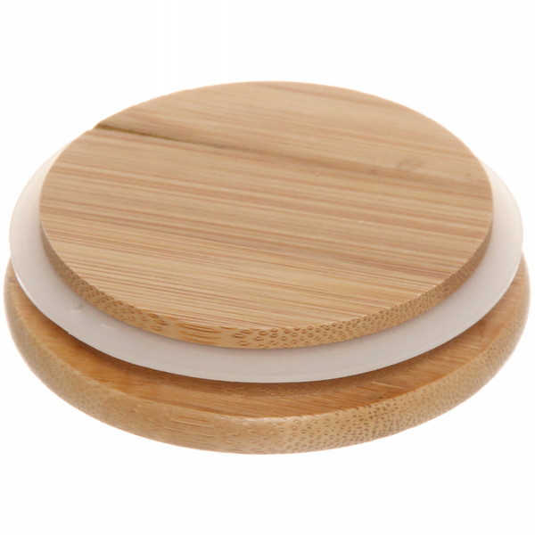 Банка для продуктов стеклянная 950мл "Хай-Тек" с бамбуковой крышкой 8,5*20см