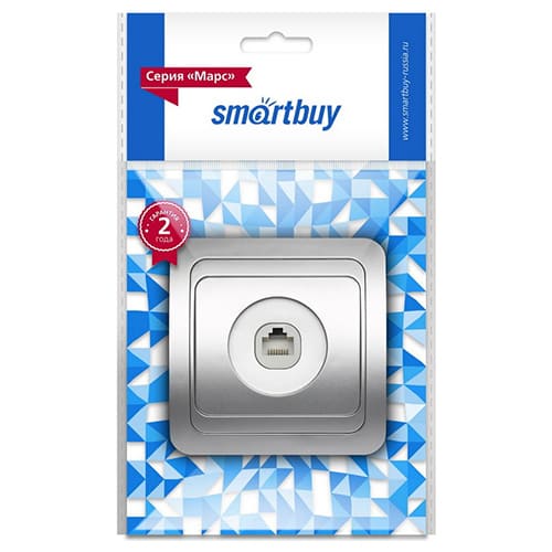 Розетка компьютерная RJ-45 1-местная серебро "Марс" (SBE-02s-S1-RJ)