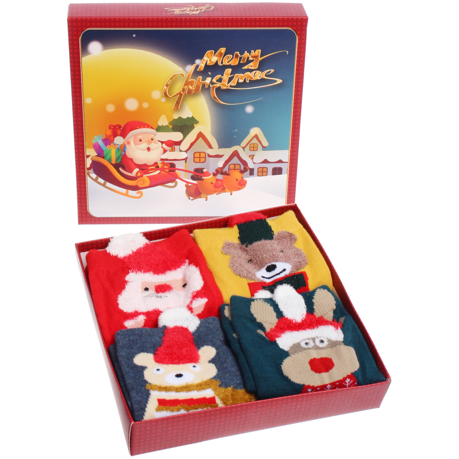 Носки женские в подарочной коробке 4шт "ZIMА", 4 дизайна, р36-39