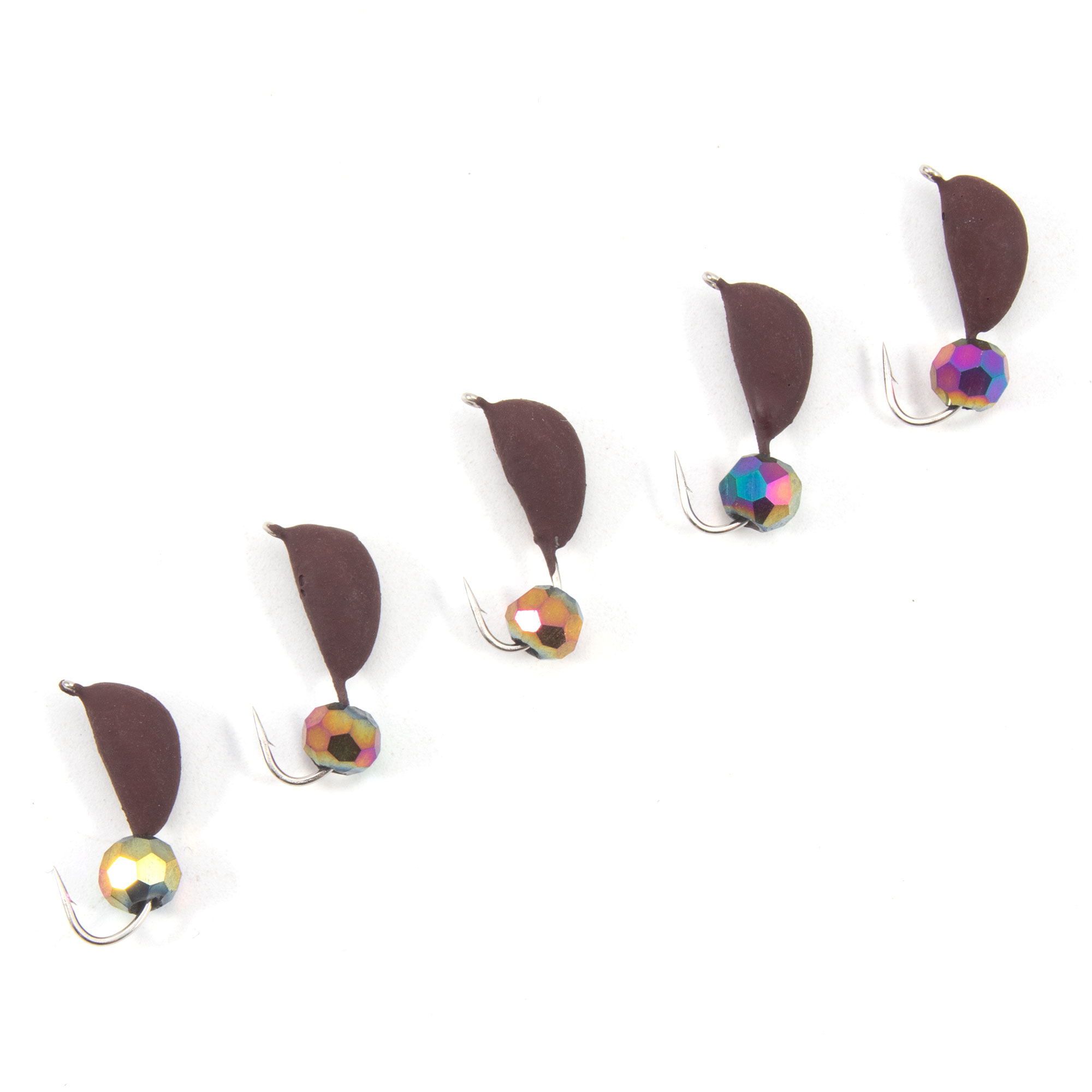 Мормышка безнасад. ЯМАН "Банан" матовый шоколад, d-4,5 мм, вес 1,3 г, кристалл хамелеон (уп. 5 шт)