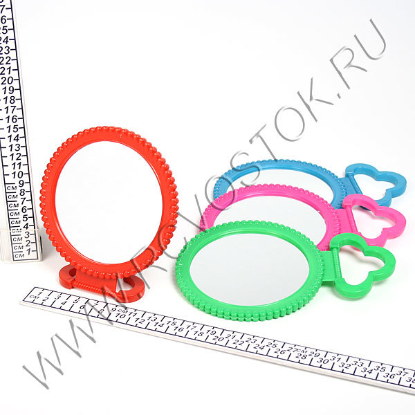 Зеркало настольное в пластиковой оправе "Бусинки" круг, подвесное d-14,5см