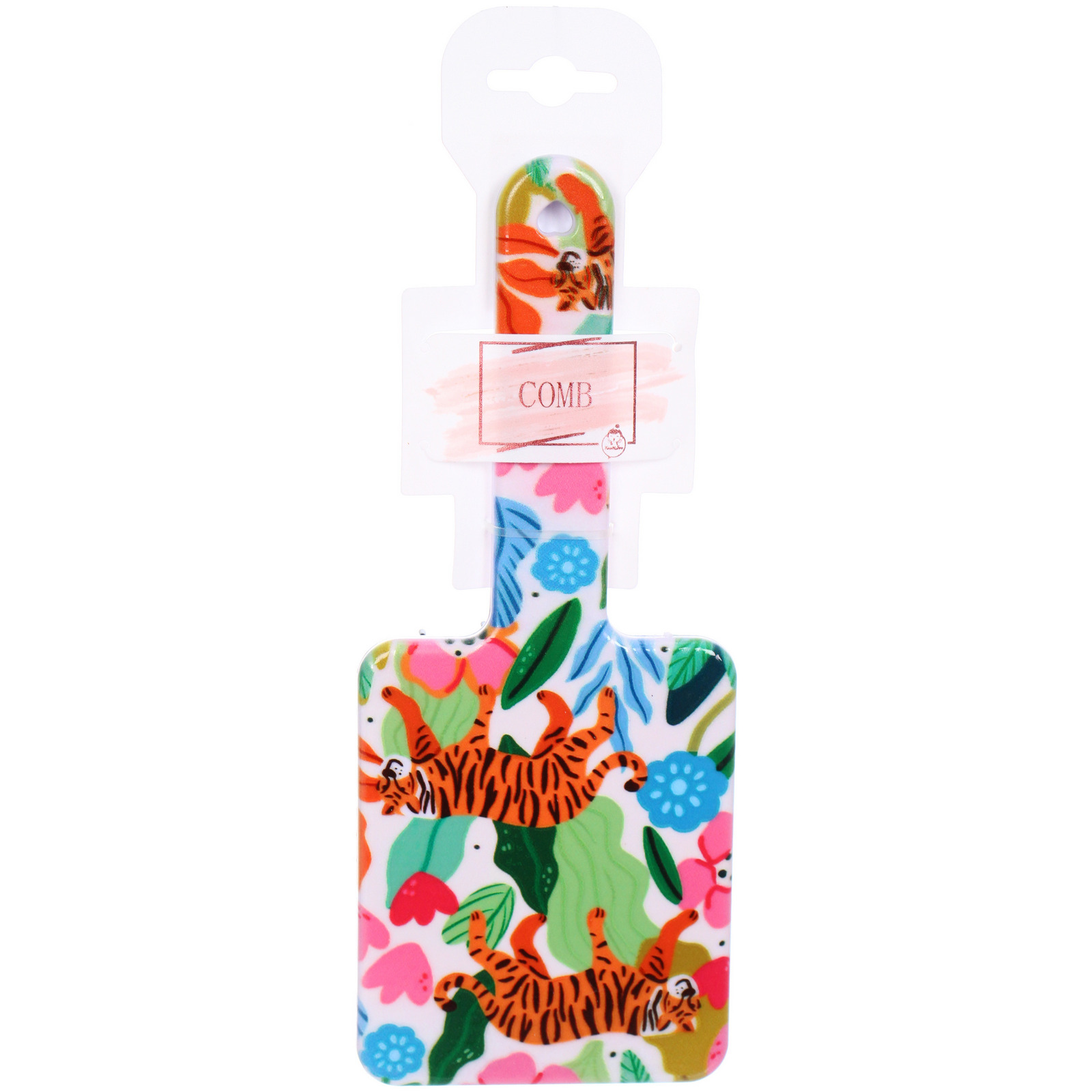 Расческа массажная квадратная форма "ЭФФЛОДИ", микс 4 дизайна, 22*4см (PVC подвес)