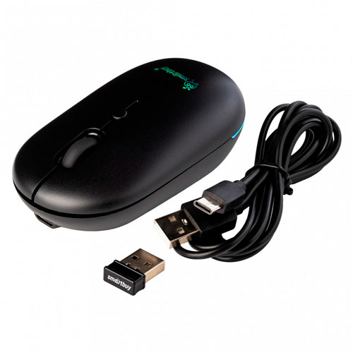 Мышь беспроводная бесшумная с зарядкой от USB и подсветкой Smartbuy 328AG черная (SBM328AGK) /40/