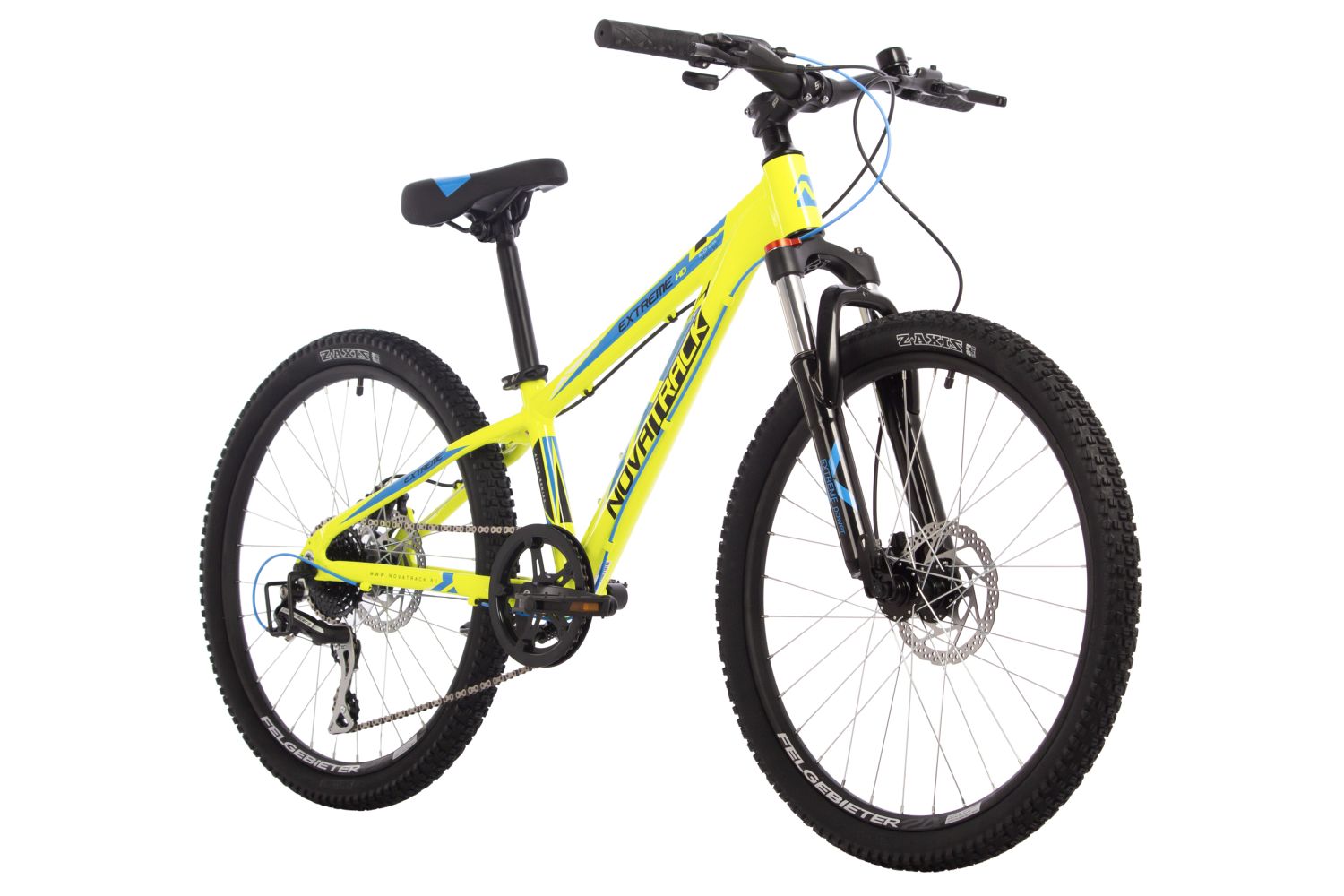Велосипед NOVATRACK 24" EXTREME, алюм.рама 11", салатовый, 8-скор,RD360/EF505/TZ500, дисковый гидрав