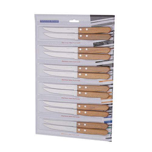 Нож кухонный 12,7 см DFE-012Aa набор 2 шт с зубчиками деревянная ручка, 6/100