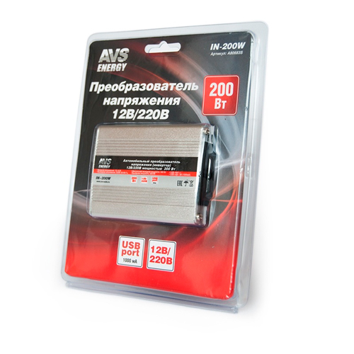 Преобразователь напряж.12V/220V 200Вт IN-200W (1/20)