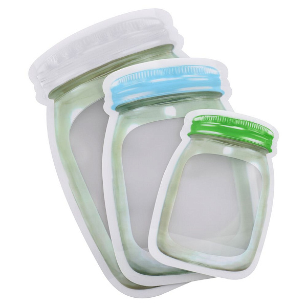 Набор герметичных пакетов для хранения "Баночка".3 шт. 10,2х15см, 13,3х20см, 16,7х24,8см. 3 шт.