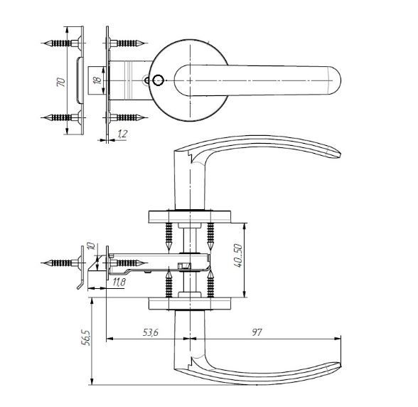 Д-град Зенит ЗЩ2 белый Защелка дверная (30) 