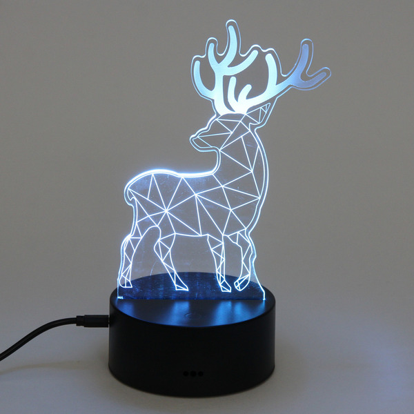 Светильник ночник "3D-Олень" на пластиковой подставке, с включателем USB