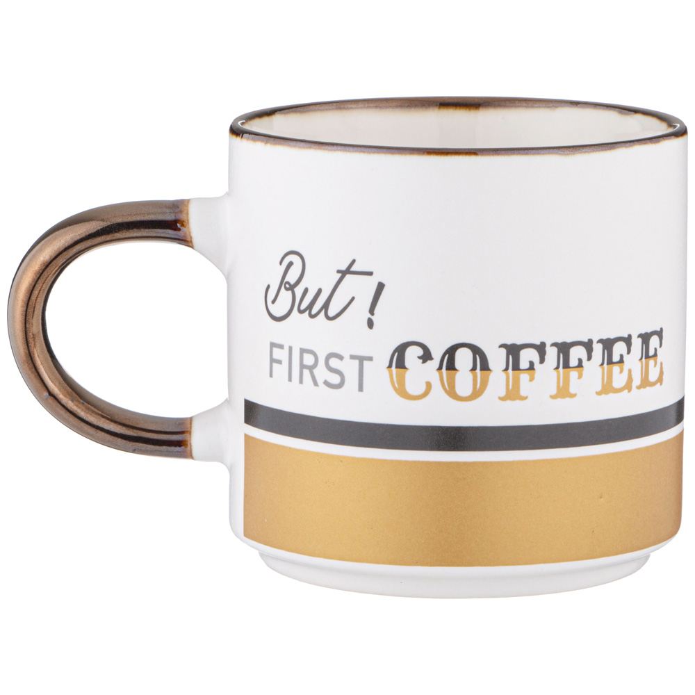 КРУЖКА, BUT FIRST COFFEE, 390 МЛ БЕЛАЯ