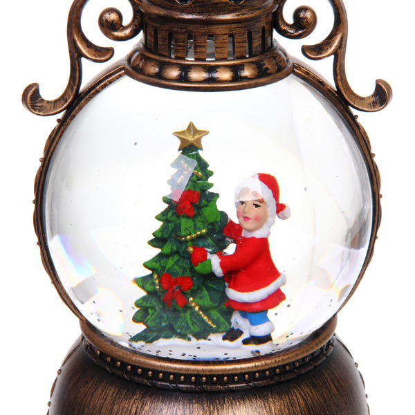 Сувенир с подсветкой "Наряженая елочка" 10,5*10,5*20 см (работает от 3*АА и USB+музыка, подсветка)