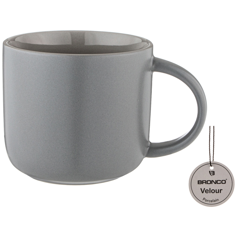 КРУЖКА BRONCO, VELOUR, 440 МЛ ТЕМНО-СЕРАЯ, МАЛ=4ШТ./КОР=24ШТ.