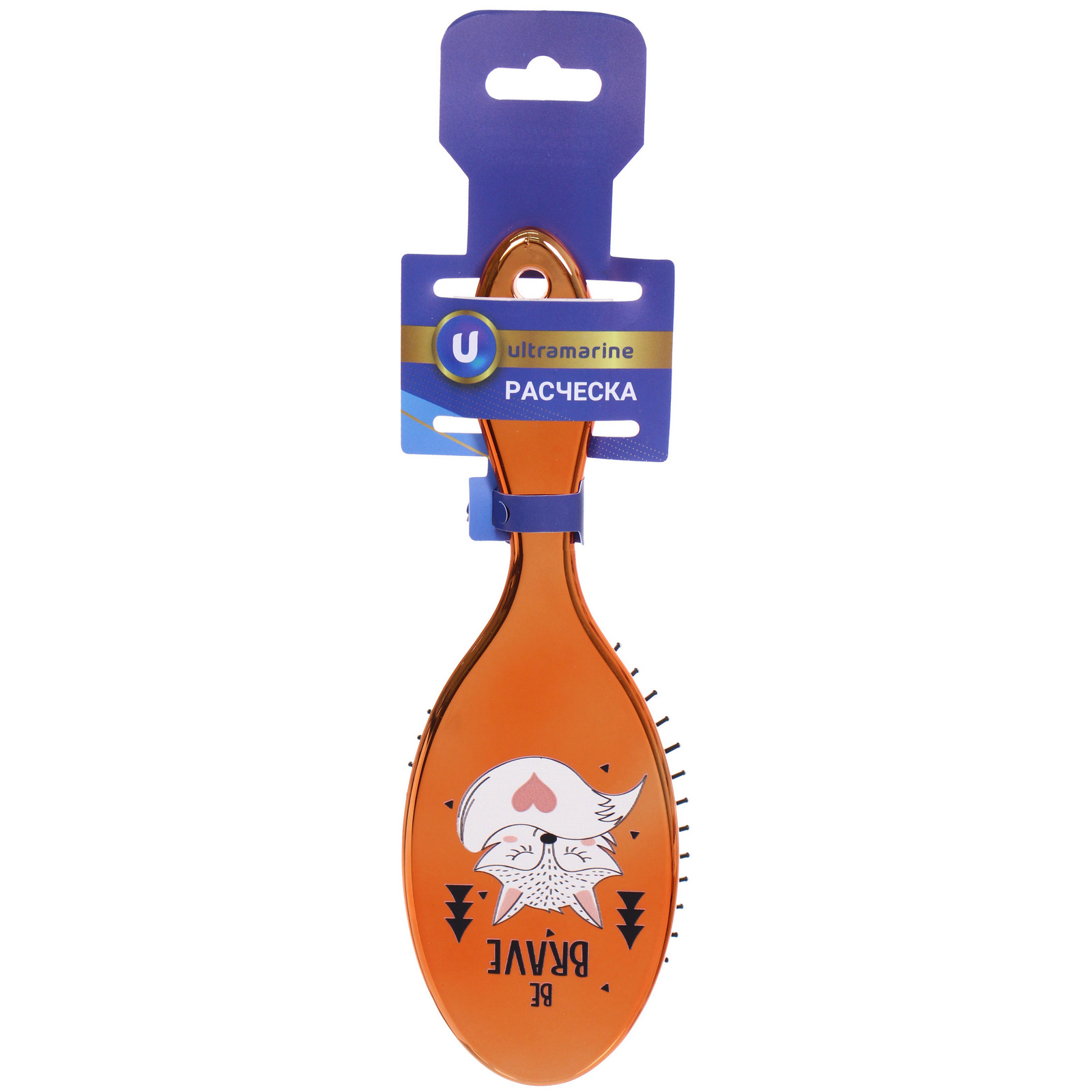 Расческа массажная зеркальная "Animals", милые зверятки, микс 4 цвета, 7*22 см (блистер Ultramarine)