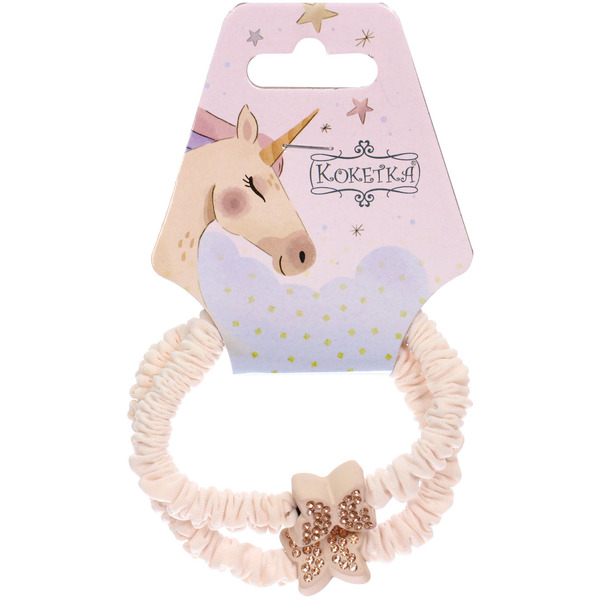 Резинки для волос 2шт "КИРА", бабочки, микс 5 цветов, d-5см (подвес Единорог)