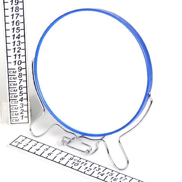 Зеркало настольное в металлической оправе "Практика" круг, подвесное, двухстороннее, с увеличением d-17см
