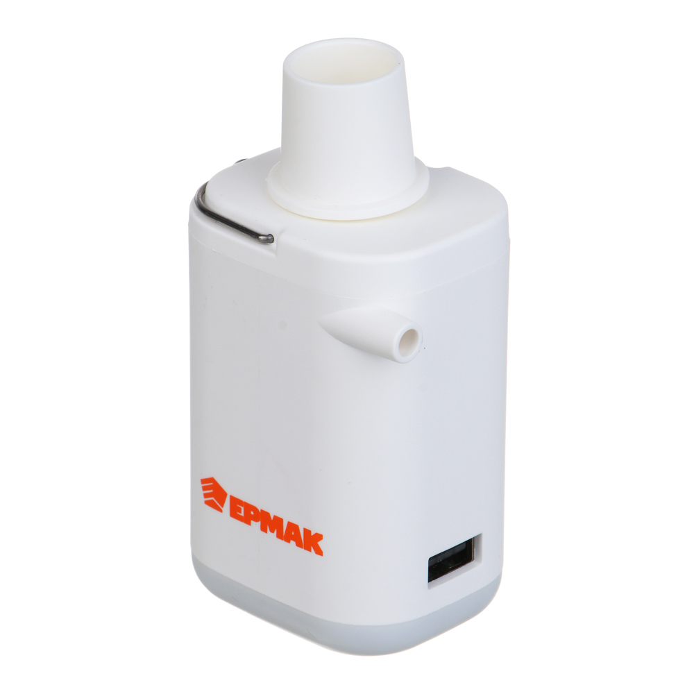 ЕРМАК Насос портативный, 5 насадок, фонарик, пауэрбанк, 2400мАч