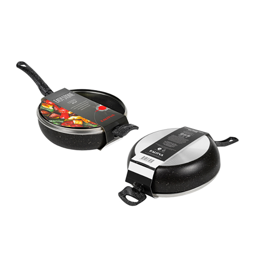 Сотейник 26см с 2 ручками, со стеклянной ручкой, а/п. Easy Stone. Алюминий марки А5, 1/4