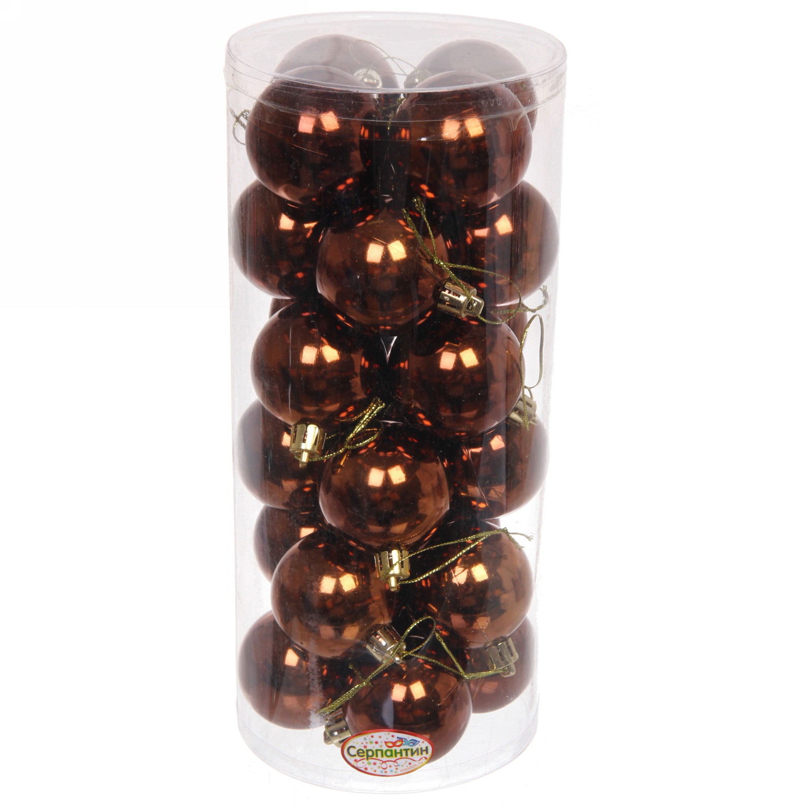 Новогодние шары 5 см (набор 24 шт) "Глянец", шоколад